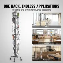 VEVOR Greeting Cards Display Rack 32-Pocket Rotating Postcard Stand with 4 Wheel
