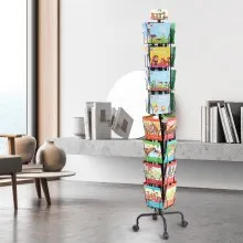 VEVOR Greeting Cards Display Rack 32-Pocket Rotating Postcard Stand with 4 Wheel