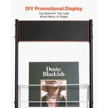 VEVOR Brochure Display Rack, Narrow 6-Tier Magazine Literature Display Stand with Wheels, Metal Floor Standing Magazine Rack, Movable Newspaper Catalog Holders for Shop Exhibitions Office (6 Pockets)