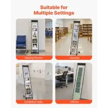 VEVOR Brochure Display Rack, Narrow 6-Tier Magazine Literature Display Stand with Wheels, Metal Floor Standing Magazine Rack, Movable Newspaper Catalog Holders for Shop Exhibitions Office (6 Pockets)