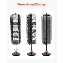 VEVOR Rotating Brochure Display Rack, 30 Pockets Mesh Magazine Literature Display Stand, Portable Floor Standing Magazine Rack, Metal Newspaper Catalog Holders for Shop Exhibitions Office Trade Show