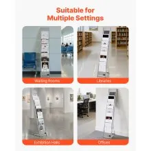 VEVOR Brochure Display Rack, 10 Pockets Magazine Literature Display Stand, Portable Floor Standing Magazine Rack, Metal Newspaper Catalog Holders for Shop, Exhibitions, Office, Trade Show, Silver
