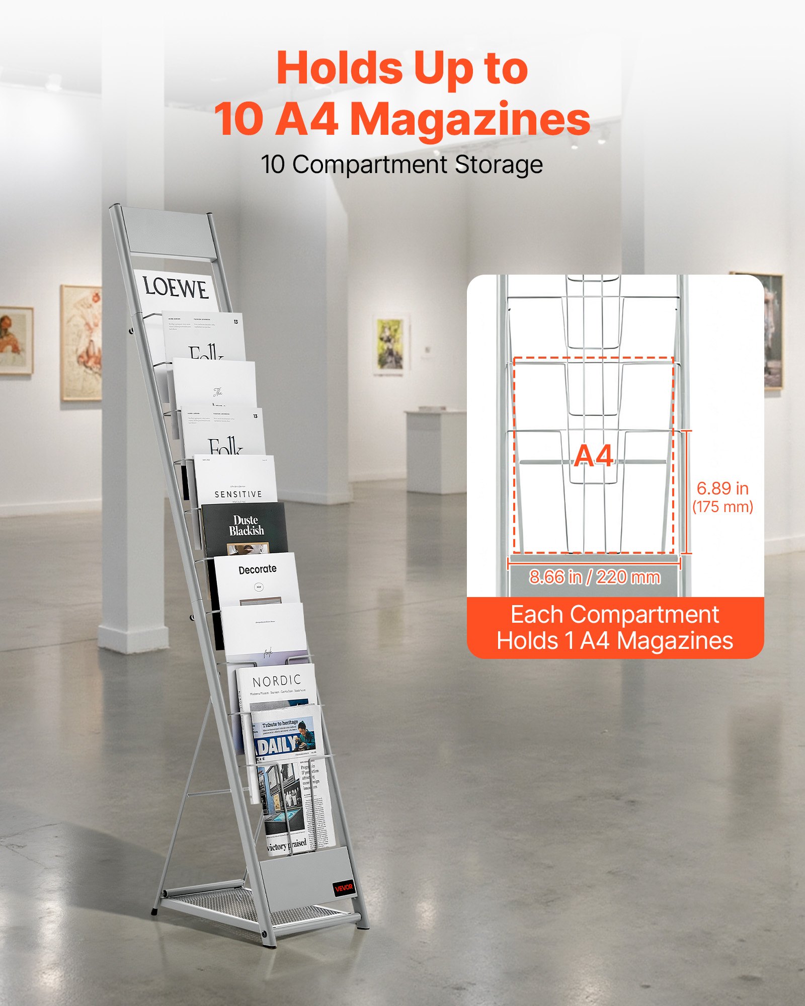 VEVOR Brochure Display Rack, 10 Pockets Magazine Literature Display ...