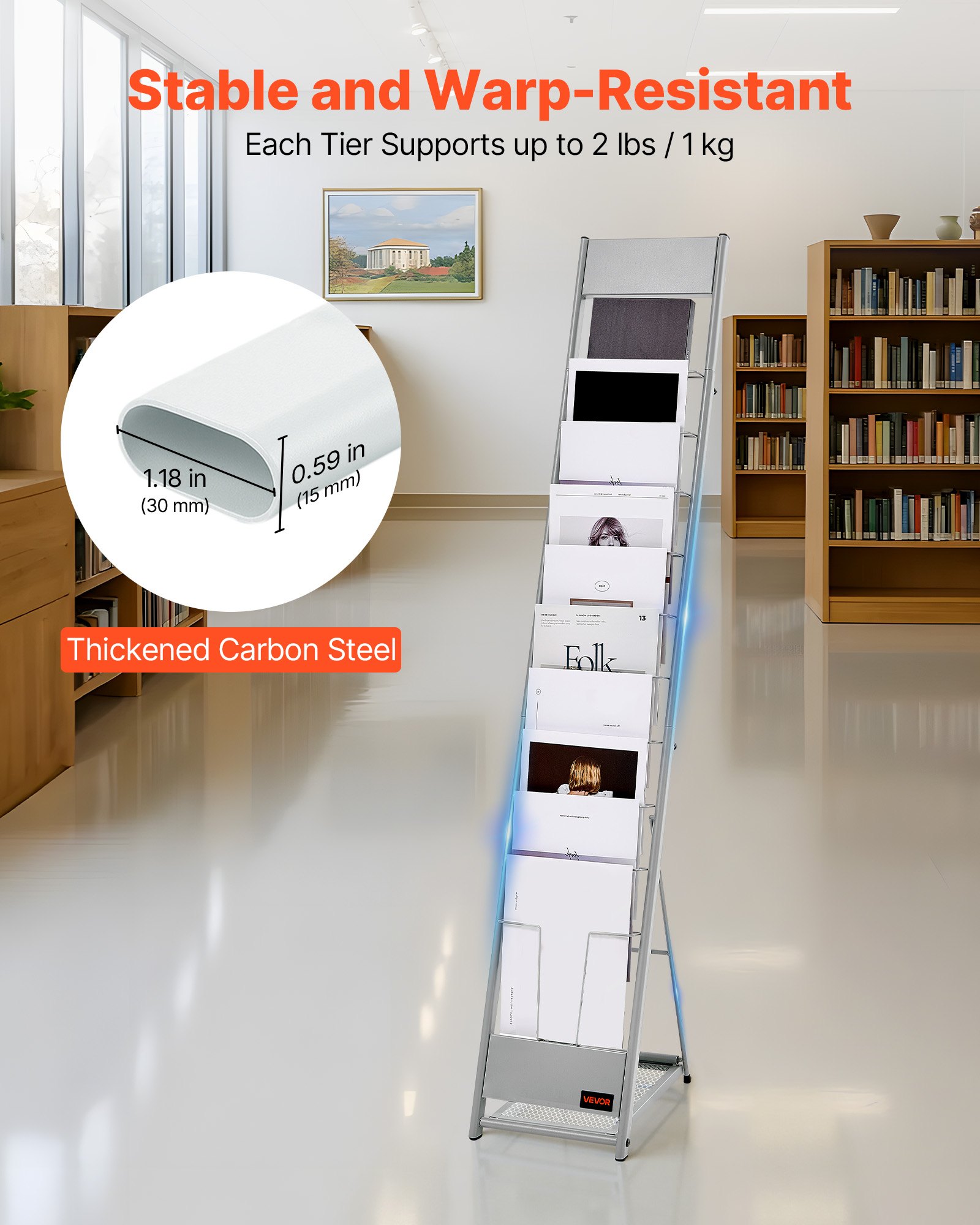VEVOR Brochure Display Rack, 10 Pockets Magazine Literature Display ...