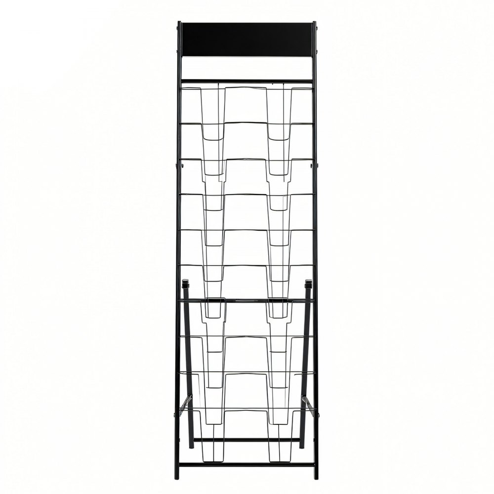 VEVOR Brochure Display Rack, 20 Pockets Magazine Literature Display Stand, Portable Floor Standing Magazine Rack, Metal Newspaper Catalog Holders for Shop, Exhibitions, Office, Trade Show, Black