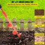 Vevor Auger Spiral Earth Drill Bit Yard Flower Planter Hole Digger 8'' X 35''