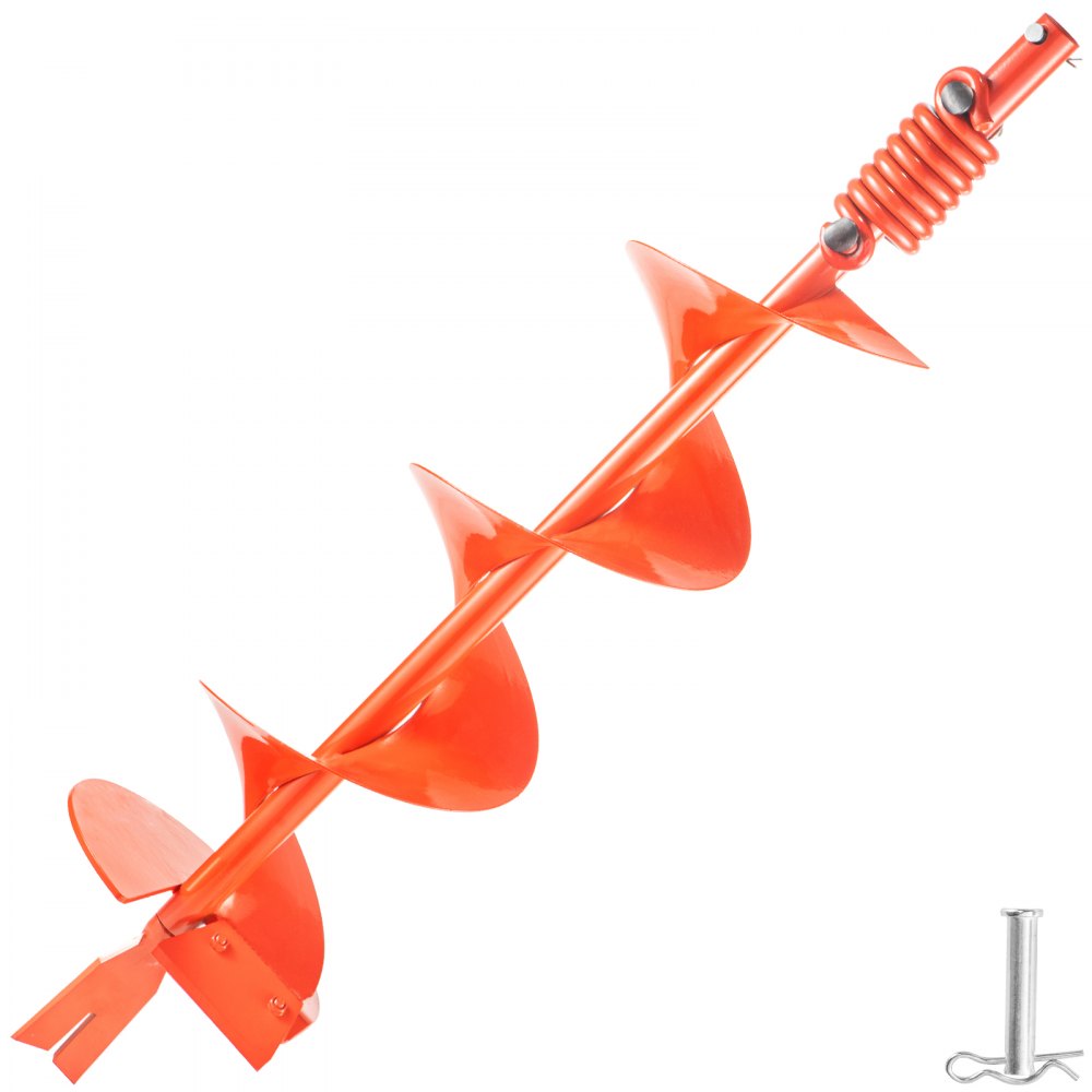 VEVOR Auger Drill, 8'' (D) x 35'' (L) Garden Auger Drill Bit with Shock Absorbing Spring, Drill Auger for 7/8" Drill, Heavy Duty Garden Auger for Planting Bulbs and Bedding Plants, Digging Hole
