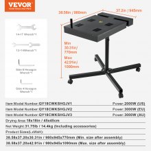VEVOR Pro Flash Dryer 18x18 pulgadas, secador flash mejorado de 2000 W para máquina de serigrafía, control de temperatura de 0-750 ℉, con soporte ajustable en altura, rotación de 360°, máquina de curado de camisetas