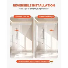 Frameless Shower Door 58-59 x 75 in Clear SGCC Tempered Glass 5/16 in Chrome