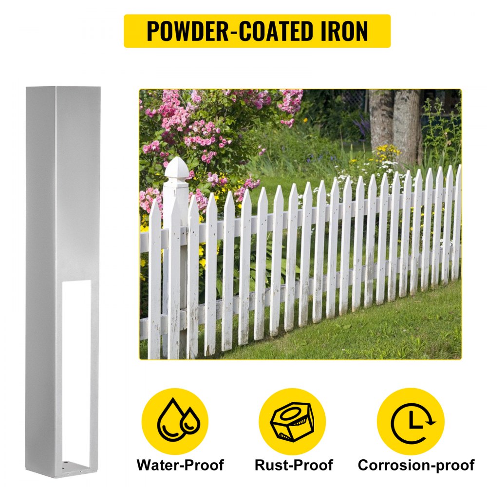 VEVOR Post Mount Tower 2PCS Fence Post for Vinyl Fence 5 x 5 x 36 Inch Iron Material Coated Powder Fence Post Insert Concrete/Wood Mounted Fence Vinyl Post Sleeves for Side Road Fence and Garden