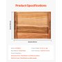VEVOR Noodle Board Stove Cover, Stove Top Cover Board for Gas Burner & Electric Stove, Acacia Wood Cutting Board with Handles, RV Stovetop Cover/ Kitchen Sink Cover for Counter Space & Tray, Natural