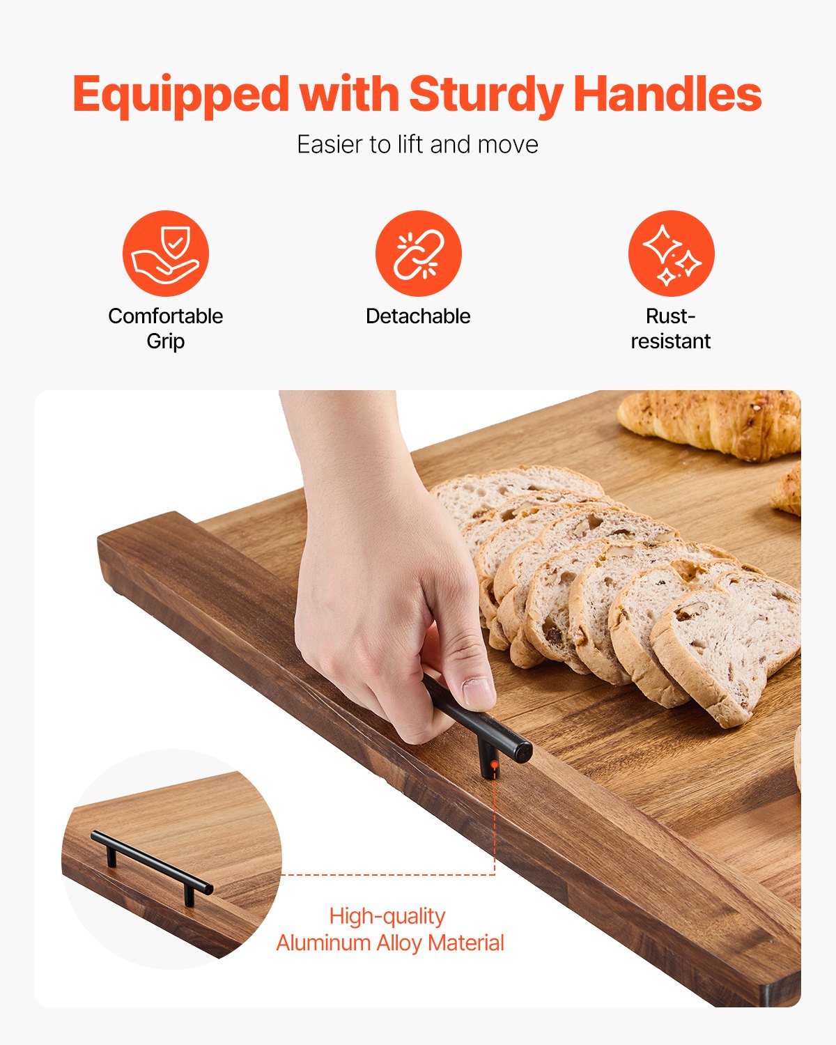 VEVOR Noodle Board Stove Cover, Stove Top Cover Board for Gas Burner & Electric Stove, Acacia Wood Cutting Board with Handles, RV Stovetop Cover/ Kitchen Sink Cover for Counter Space & Tray, Natural