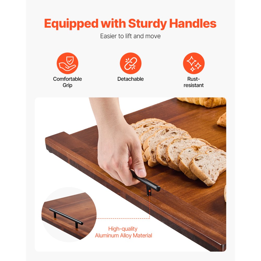 VEVOR Noodle Board Stove Cover, Stove Top Cover Board for Gas Burner & Electric Stove, Acacia Wood Cutting Board with Handles, RV Stovetop Cover/ Kitchen Sink Cover for Counter Space & Tray, Natural