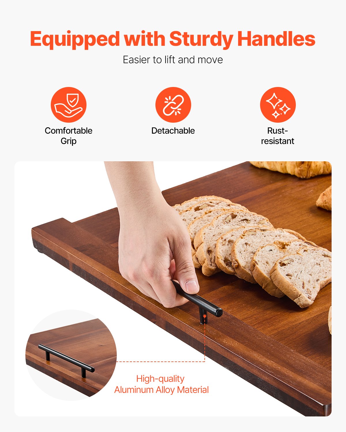 VEVOR Noodle Board Stove Cover, Stove Top Cover Board for Gas Burner & Electric Stove, Acacia Wood Cutting Board with Handles, RV Stovetop Cover/ Kitchen Sink Cover for Counter Space & Tray, Natural