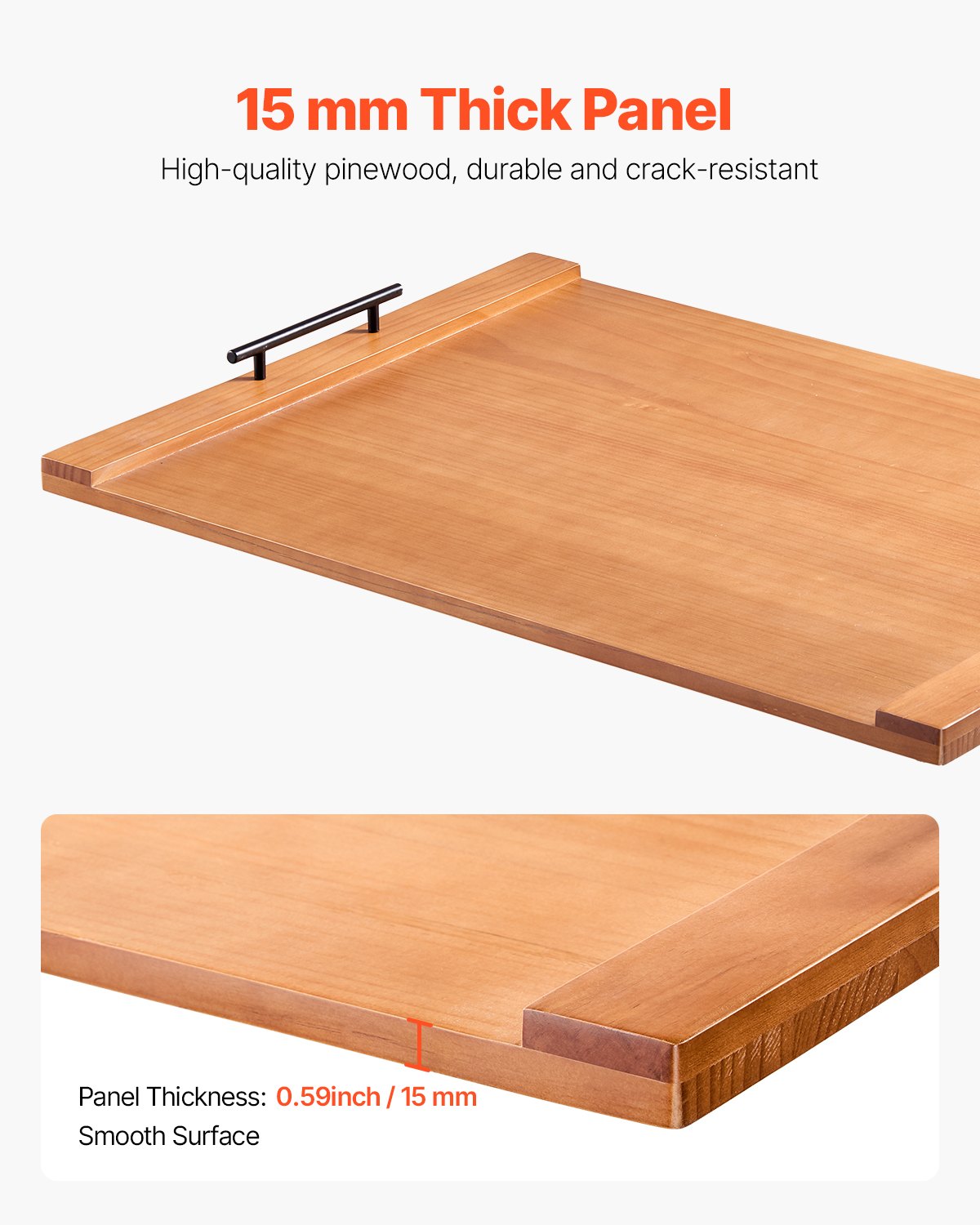 VEVOR Noodle Board Stove Cover, Stove Top Cover Board for Gas Burners & Electric Stove, Pine Wood Cutting Board with Handles, RV Stovetop Cover/ Kitchen Sink Cover for Counter Space & Tray, Natural
