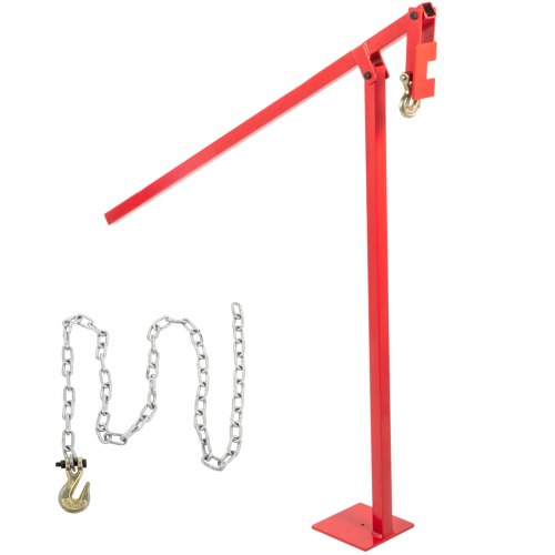 VEVOR T Post Puller, 43.3 x 5.9 x 5.9 in, Heavy Duty Fence Jack with 118 in Long Lifting Chain, Powder-Coated Iron Standing Frame and Lever, for Round-Post, T-Stakes, Sign Posts & Tree Stump, Red