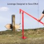 VEVOR T Post Puller, 43.3 x 5.9 x 5.9 in, Heavy Duty Fence Jack with 118 in Long Lifting Chain, Powder-Coated Iron Standing Frame and Lever, for Round-Post, T-Stakes, Sign Posts & Tree Stump, Red