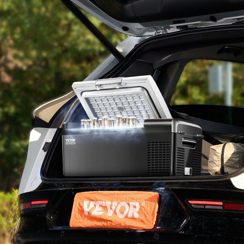 VEVOR Portable Car Refrigerator, 15L Car Refrigerator Fridge, 12V/24V/100-240V Single Zone Portable Freezer, -20℃ to 20℃ Adjustable Temperature, Compressor Cooler for Home, Outdoor, Camping, RV, Car