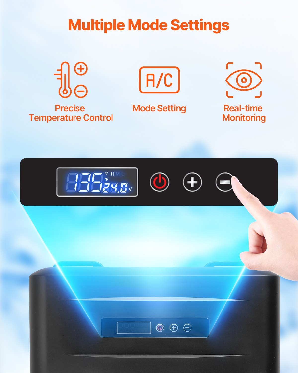 VEVOR Portable Car Refrigerator, 15L Car Refrigerator Fridge, 12V/24V/100-240V Single Zone Portable Freezer, -20℃ to 20℃ Adjustable Temperature, Compressor Cooler for Home, Outdoor, Camping, RV, Car