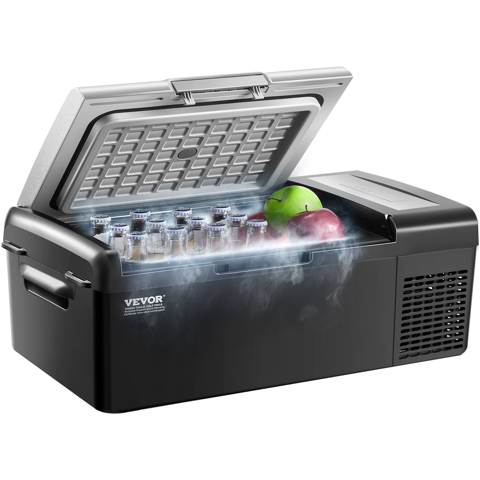 VEVOR Portable Car Refrigerator, 15L Car Refrigerator Fridge, 12V/24V/100-240V Single Zone Portable Freezer, -20℃ to 20℃ Adjustable Temperature, Compressor Cooler for Home, Outdoor, Camping, RV, Car