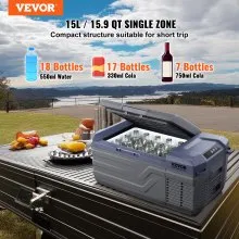 VEVOR Compresor Congelador Refrigerador Portátil para Auto 15 L Zona Única para Auto Hogar