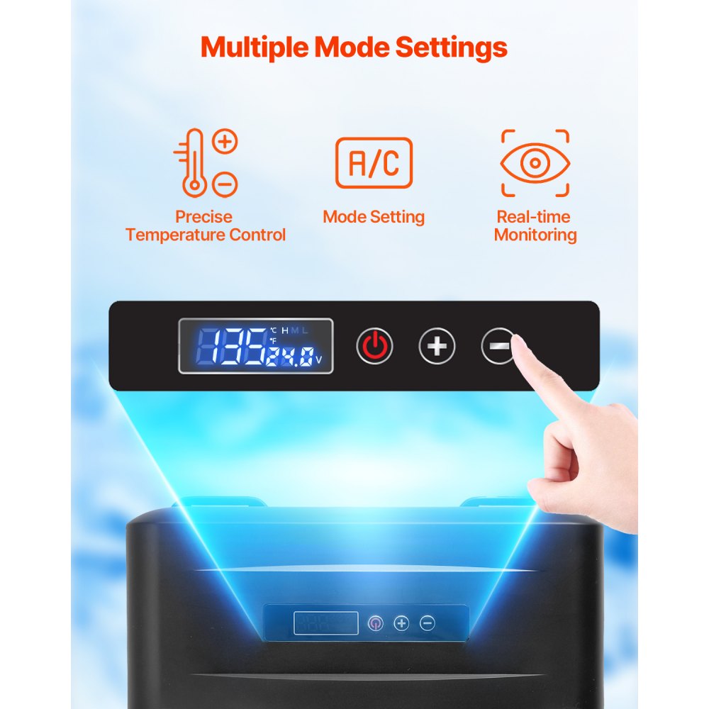 VEVOR Portable Car Refrigerator, 20L Car Refrigerator Fridge, 12V/24V/100-240V Single Zone Portable Freezer, -20℃ to 20℃ Adjustable Temperature, Compressor Cooler for Home, Outdoor, Camping, RV, Car