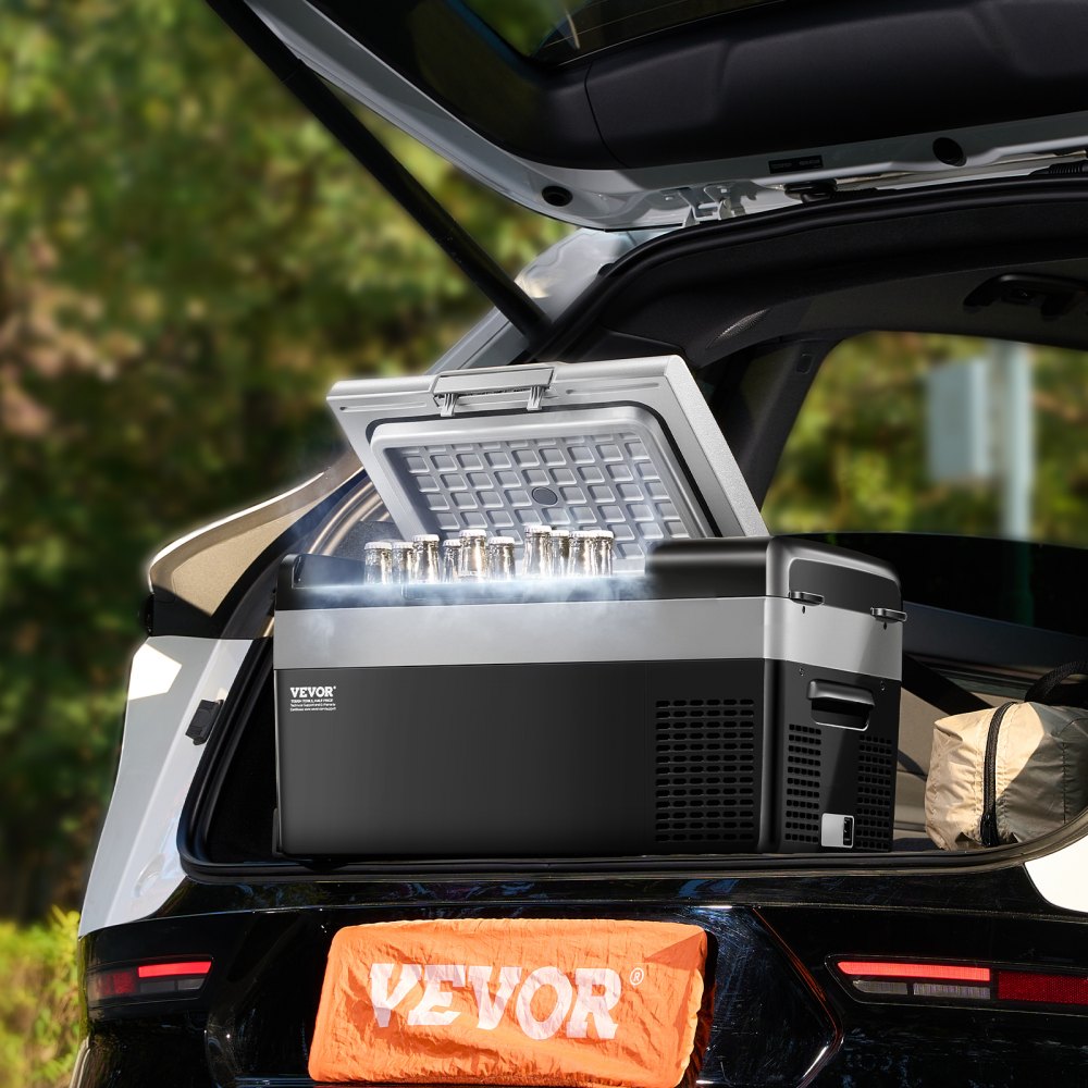 VEVOR Portable Car Refrigerator, 20L Car Refrigerator Fridge, 12V/24V/100-240V Single Zone Portable Freezer, -20℃ to 20℃ Adjustable Temperature, Compressor Cooler for Home, Outdoor, Camping, RV, Car