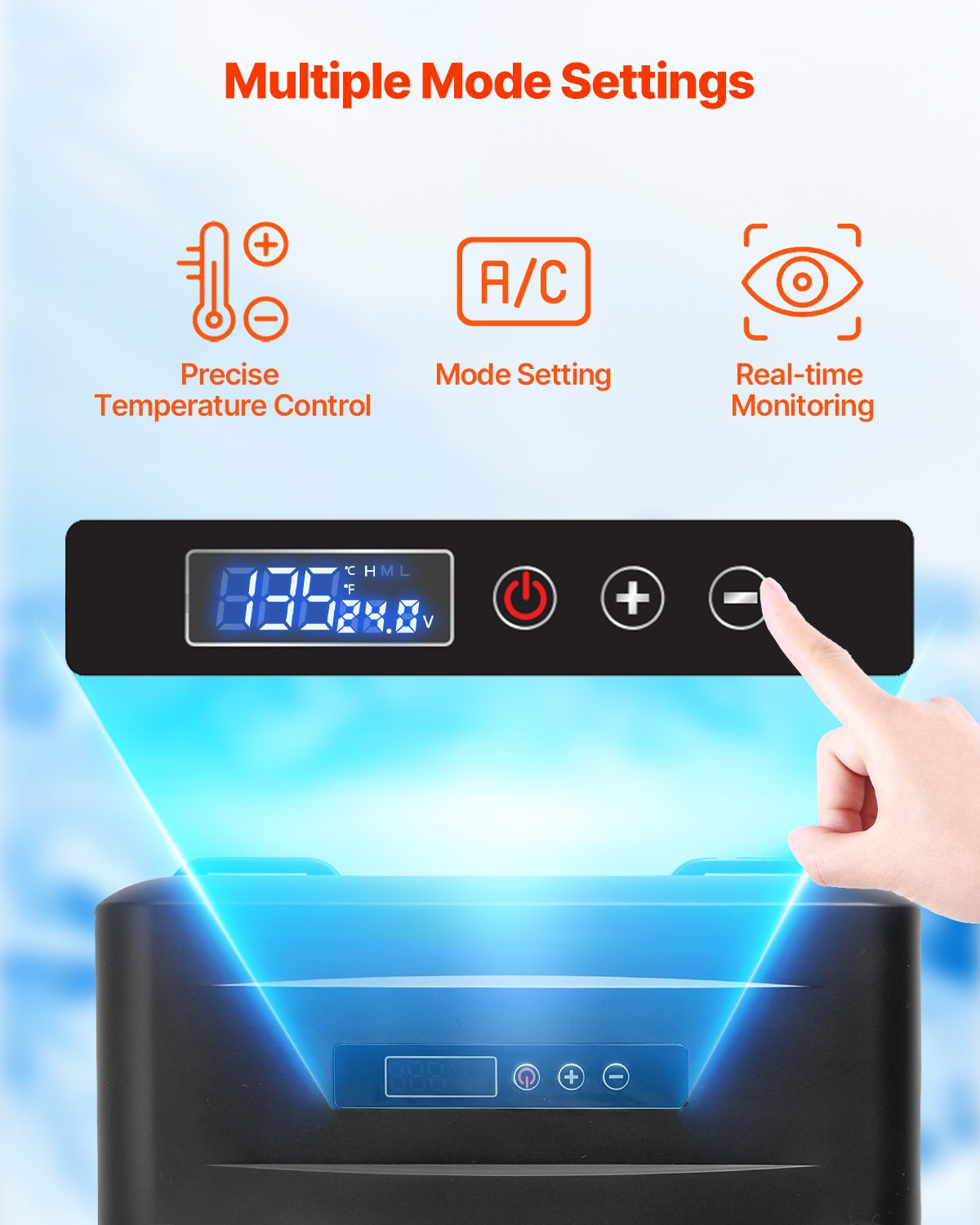 VEVOR Portable Car Refrigerator, 20L Car Refrigerator Fridge, 12V/24V/100-240V Single Zone Portable Freezer, -20℃ to 20℃ Adjustable Temperature, Compressor Cooler for Home, Outdoor, Camping, RV, Car