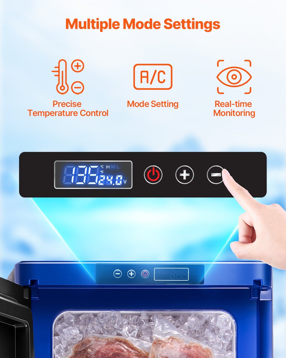 VEVOR Portable Car Refrigerator, 20L Car Refrigerator Fridge, 12V/24V/100-240V Single Zone Portable Freezer, -18℃ to 10℃ Adjustable Temperature, Compressor Cooler for Home, Outdoor, Camping, RV, Car