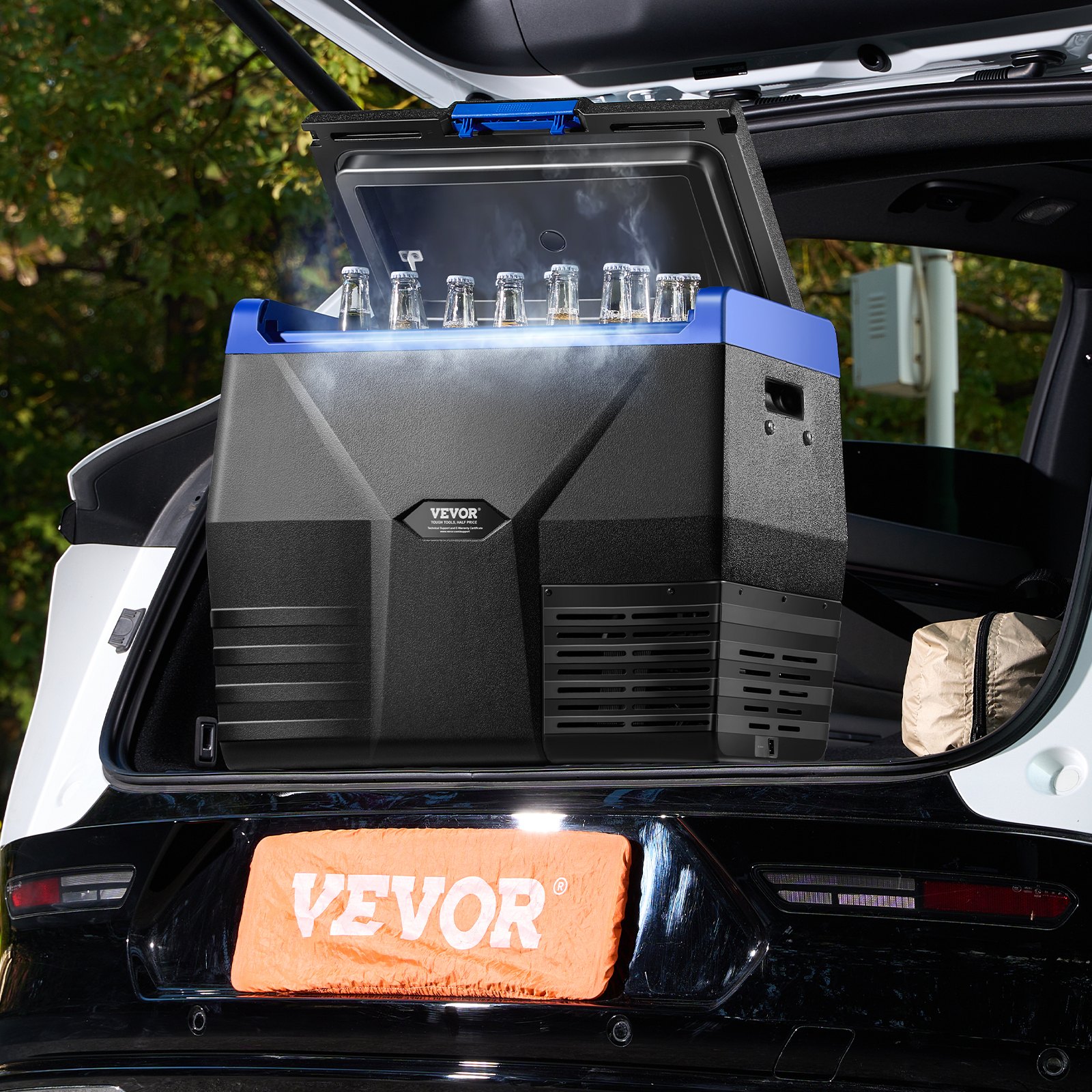 VEVOR Portable Car Refrigerator, 20L Car Refrigerator Fridge, 12V/24V/100-240V Single Zone Portable Freezer, -18℃ to 10℃ Adjustable Temperature, Compressor Cooler for Home, Outdoor, Camping, RV, Car