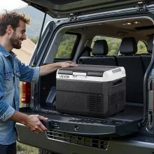 VEVOR 12 Volt Car Refrigerator, 26.4QT/25L Car Fridge, Portable Electric Cooler with -4℉~68℉ Adjustable Temperature, 12/24V DC and 100- 240V AC Compressor Freezer for Outdoor, Camping, Travel, RV