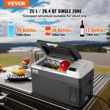 VEVOR Compresor Congelador Refrigerador Portátil para Auto 25 L Zona Única para Auto Hogar
