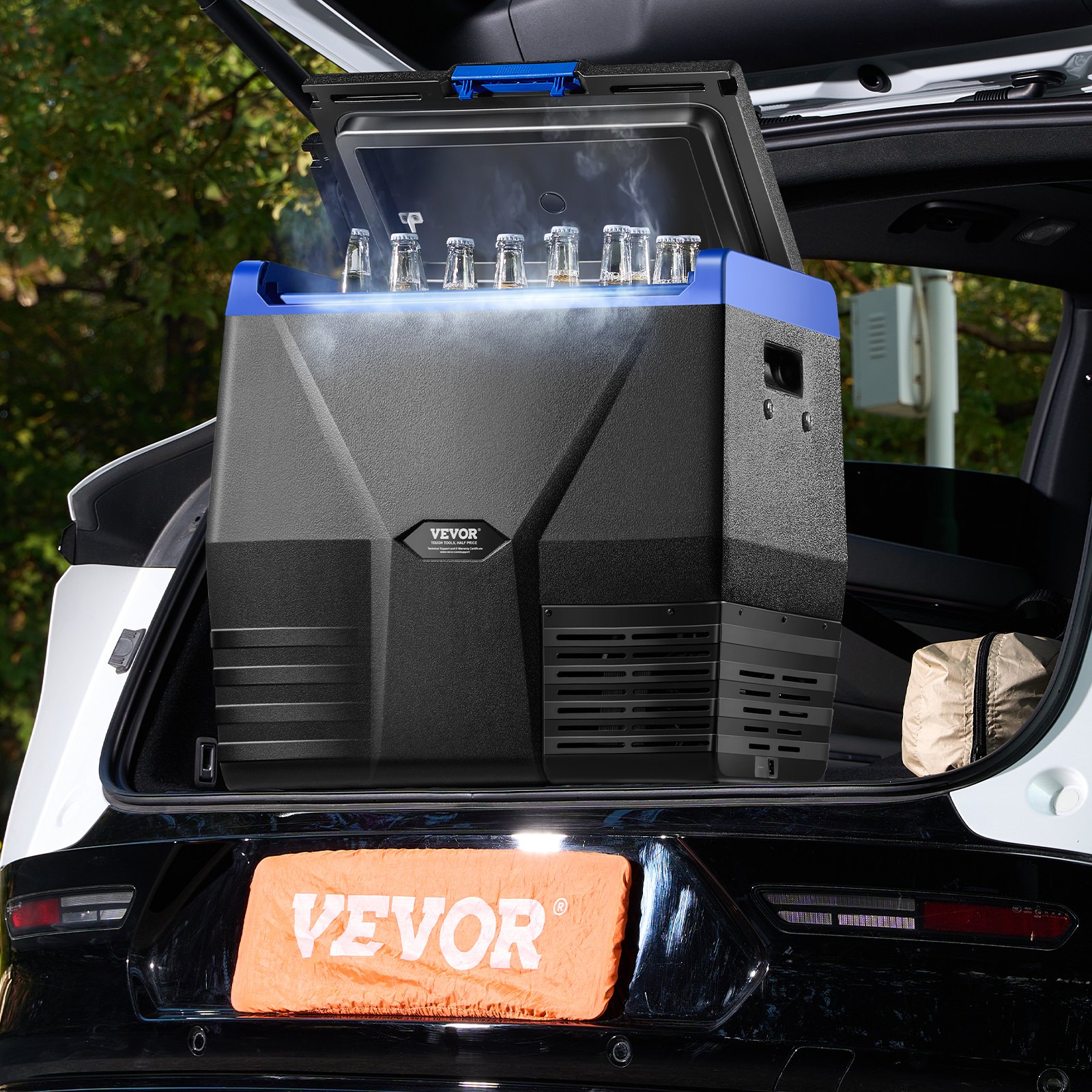 VEVOR Portable Car Refrigerator, 35L Car Refrigerator Fridge, 12V/24V/100-240V Single Zone Portable Freezer, -18℃ to 10℃ Adjustable Temperature, Compressor Cooler for Home, Outdoor, Camping, RV, Car