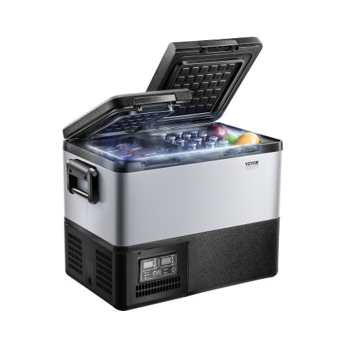 VEVOR Portable Car Refrigerator, 35L Car Refrigerator Fridge, 12V/24V/100-240V Dual Zone Portable Freezer, -18℃ to 10℃ Adjustable Temperature, Compressor Cooler for Home, Outdoor, Camping, RV, Car