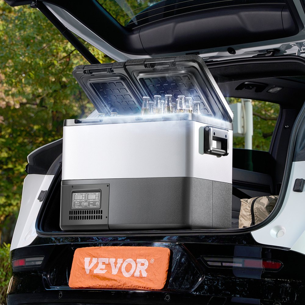 VEVOR Portable Car Refrigerator, 35L Car Refrigerator Fridge, 12V/24V/100-240V Dual Zone Portable Freezer, -18℃ to 10℃ Adjustable Temperature, Compressor Cooler for Home, Outdoor, Camping, RV, Car