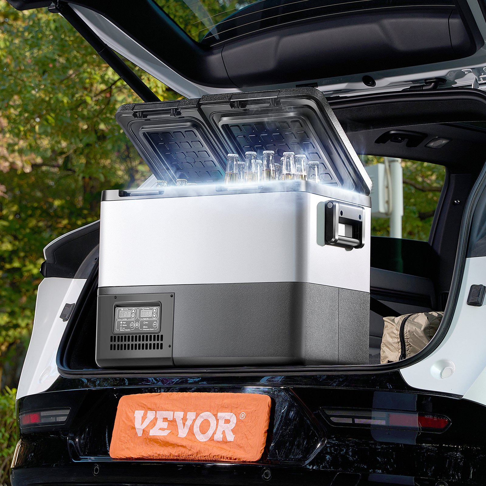 VEVOR Portable Car Refrigerator, 35L Car Refrigerator Fridge, 12V/24V/100-240V Dual Zone Portable Freezer, -18℃ to 10℃ Adjustable Temperature, Compressor Cooler for Home, Outdoor, Camping, RV, Car