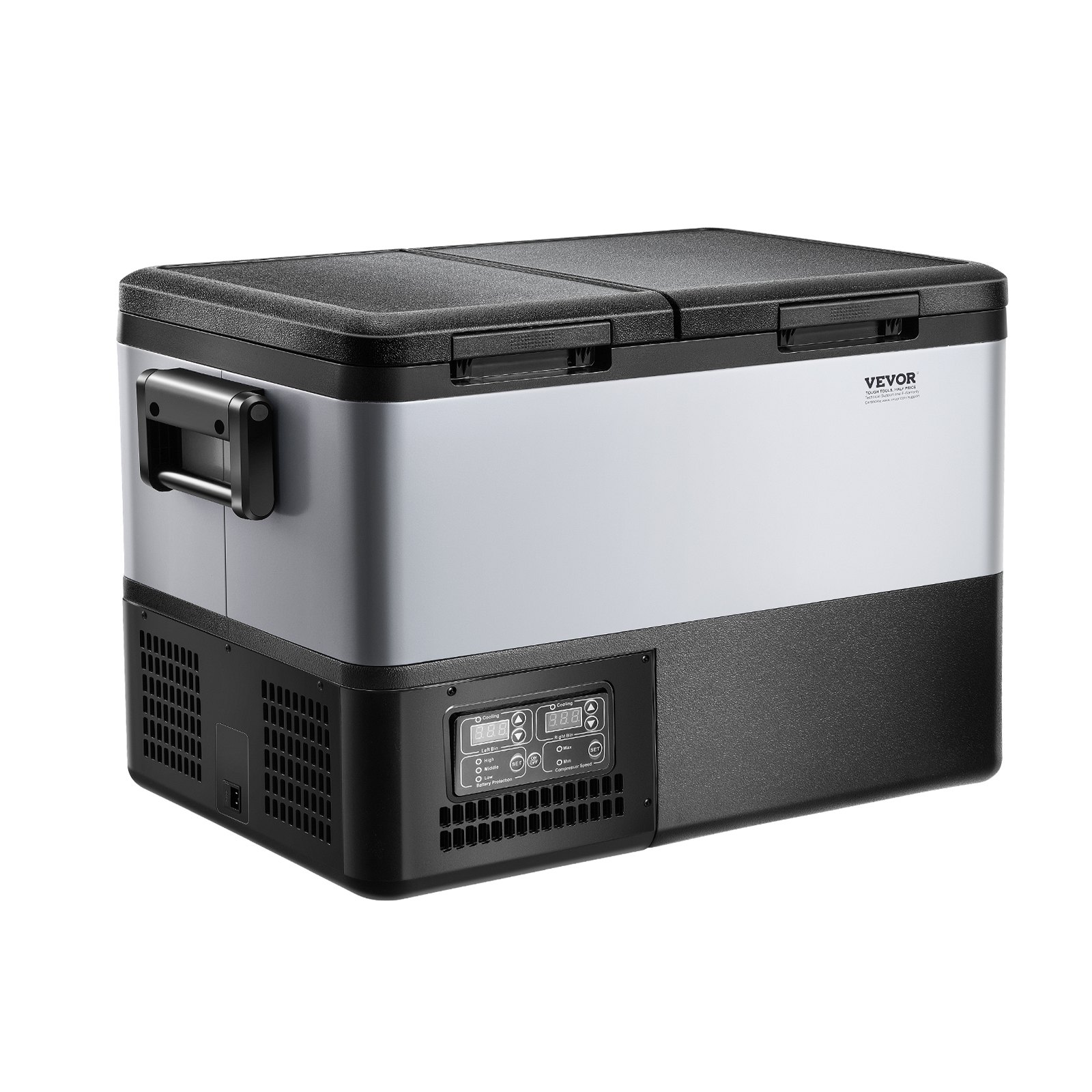 VEVOR Portable Car Refrigerator, 35L Car Refrigerator Fridge, 12V/24V/100-240V Dual Zone Portable Freezer, -18℃ to 10℃ Adjustable Temperature, Compressor Cooler for Home, Outdoor, Camping, RV, Car