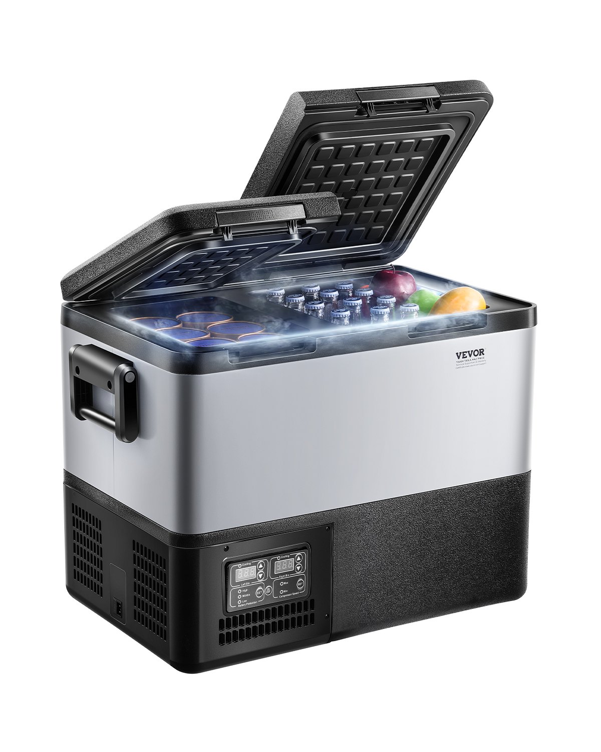 VEVOR Portable Car Refrigerator, 35L Car Refrigerator Fridge, 12V/24V/100-240V Dual Zone Portable Freezer, -18℃ to 10℃ Adjustable Temperature, Compressor Cooler for Home, Outdoor, Camping, RV, Car