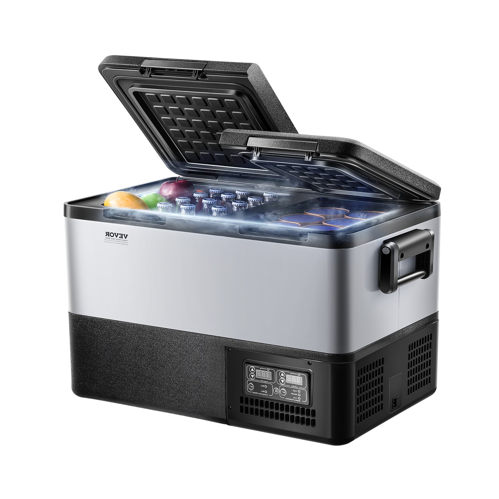 VEVOR Portable Car Refrigerator, 35L Car Refrigerator Fridge, 12V/24V/100-240V Dual Zone Portable Freezer, -18℃ to 10℃ Adjustable Temperature, Compressor Cooler for Home, Outdoor, Camping, RV, Car