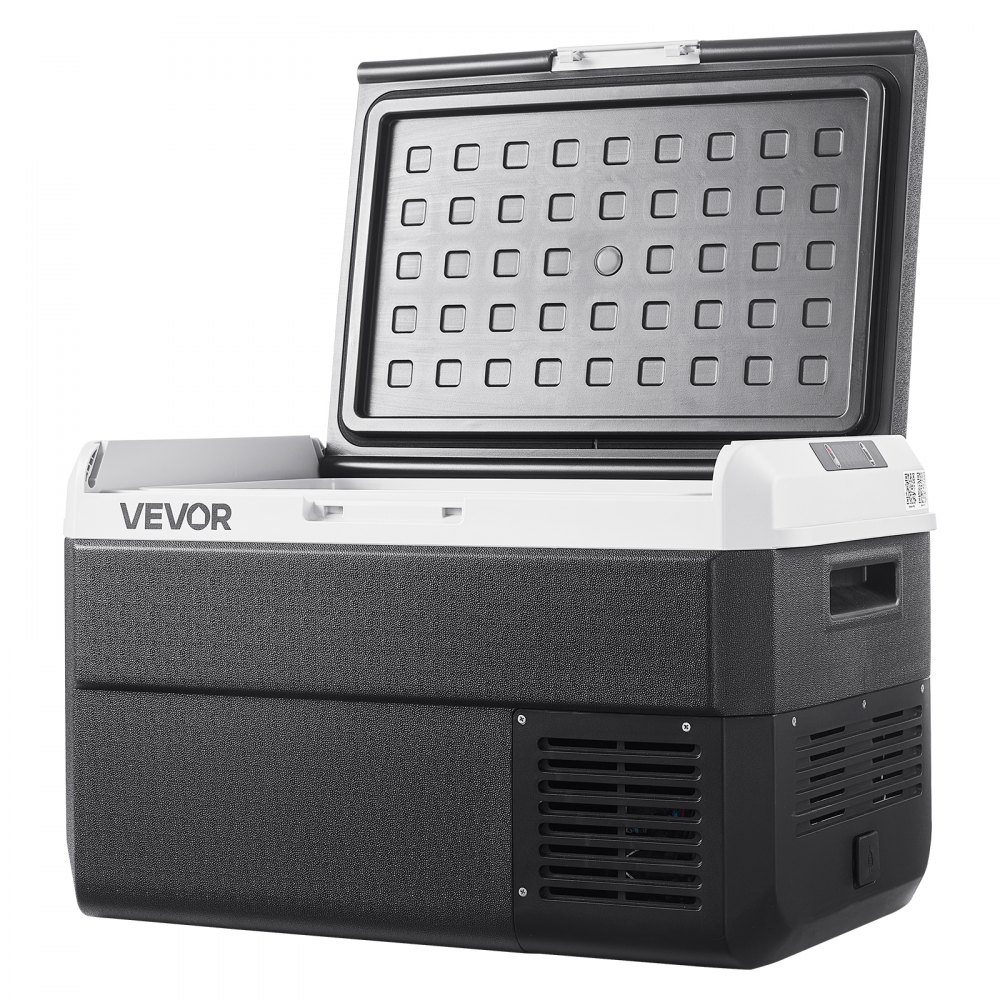Refrigerador para coche VEVOR de 12 voltios, 42,3 cuartos/40 litros, enfriador eléctrico portátil con temperatura ajustable de -20 °C a 20 °C, compresor de 12/24 V CC y 100-240 V CA, ideal para exteriores, camping, viajes y autocaravanas.