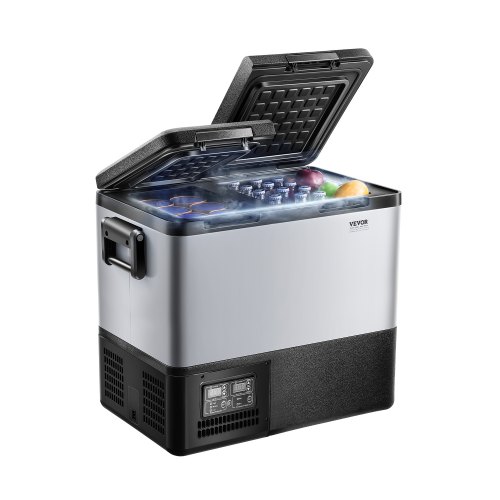 VEVOR Portable Car Refrigerator, 45L Car Refrigerator Fridge, 12V/24V/100-240V Dual Zone Portable Freezer, -18℃ to 10℃ Adjustable Temperature, Compressor Cooler for Home, Outdoor, Camping, RV, Car