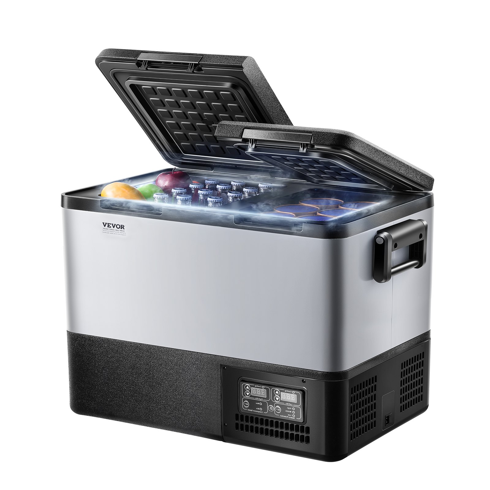 VEVOR Portable Car Refrigerator, 45L Car Refrigerator Fridge, 12V/24V/100-240V Dual Zone Portable Freezer, -18℃ to 10℃ Adjustable Temperature, Compressor Cooler for Home, Outdoor, Camping, RV, Car