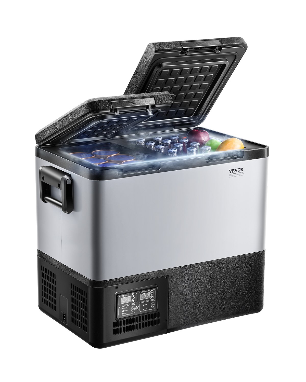 VEVOR Portable Car Refrigerator, 45L Car Refrigerator Fridge, 12V/24V/100-240V Dual Zone Portable Freezer, -18℃ to 10℃ Adjustable Temperature, Compressor Cooler for Home, Outdoor, Camping, RV, Car