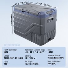 VEVOR Portable Car Refrigerator Freezer Compressor 45 L Single Zone for Car Home