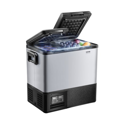 VEVOR Portable Car Refrigerator, 55L Car Refrigerator Fridge, 12V/24V/100-240V Dual Zone Portable Freezer, -18℃ to 10℃ Adjustable Temperature, Compressor Cooler for Home, Outdoor, Camping, RV, Car