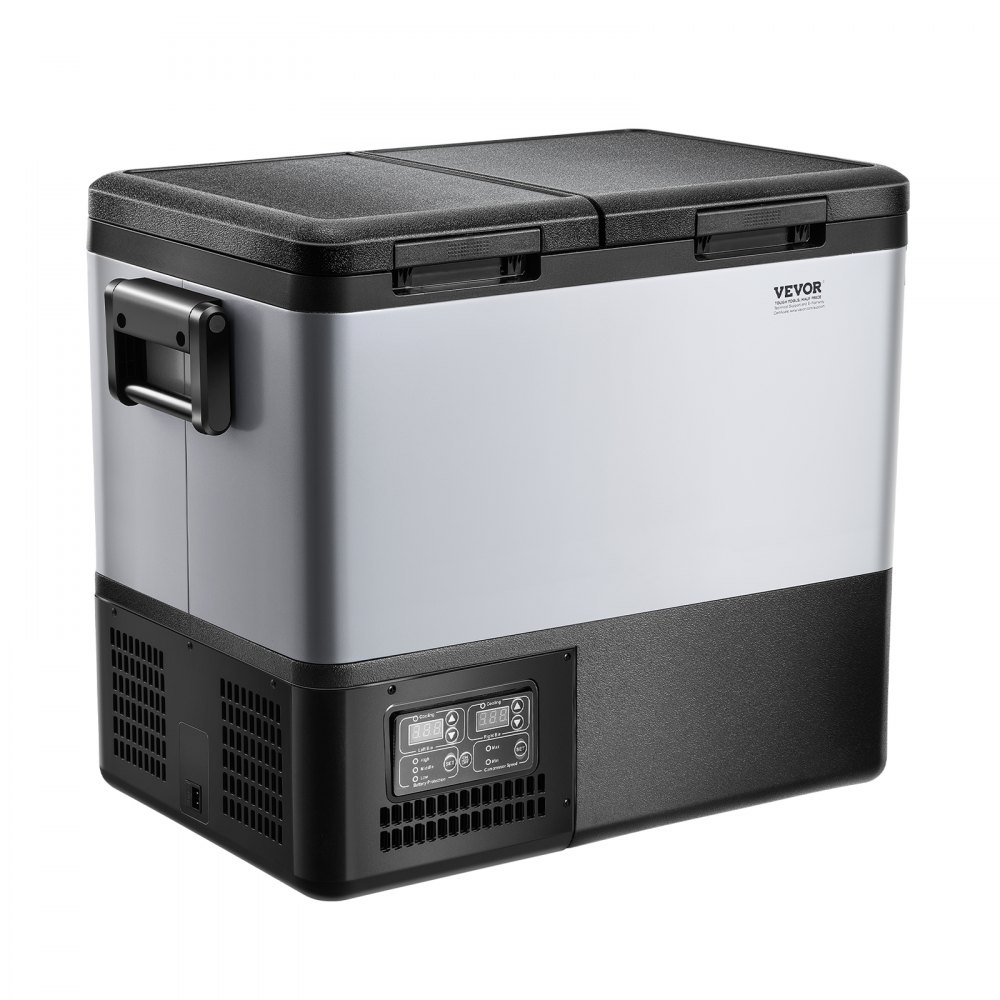 VEVOR Portable Car Refrigerator, 55L Car Refrigerator Fridge, 12V/24V/100-240V Dual Zone Portable Freezer, -18℃ to 10℃ Adjustable Temperature, Compressor Cooler for Home, Outdoor, Camping, RV, Car
