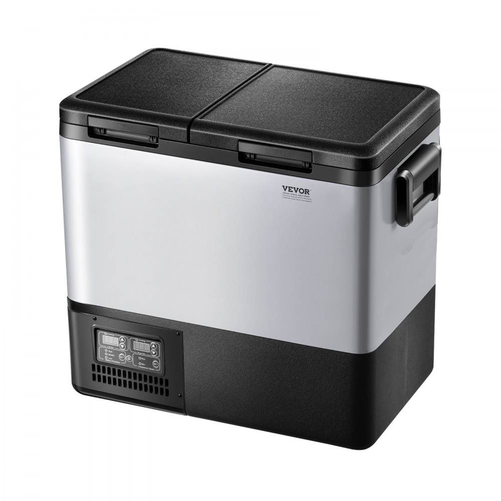 VEVOR Portable Car Refrigerator, 55L Car Refrigerator Fridge, 12V/24V/100-240V Dual Zone Portable Freezer, -18℃ to 10℃ Adjustable Temperature, Compressor Cooler for Home, Outdoor, Camping, RV, Car