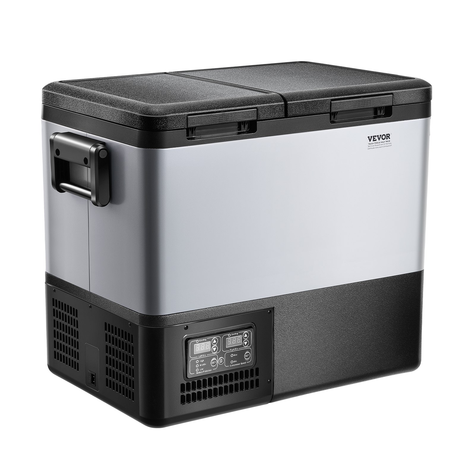 VEVOR Portable Car Refrigerator, 55L Car Refrigerator Fridge, 12V/24V/100-240V Dual Zone Portable Freezer, -18℃ to 10℃ Adjustable Temperature, Compressor Cooler for Home, Outdoor, Camping, RV, Car