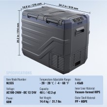 VEVOR Portable Car Refrigerator Freezer Compressor 40 L Dual Zone for Car Home