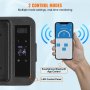 VEVOR portable car refrigerator with led control panel and smartphone bluetooth app control.